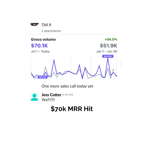 Client message: $70k MRR hit